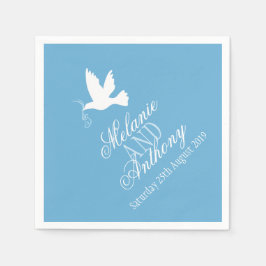 Trouwen een witte duiven blauw aangepaste servette servet