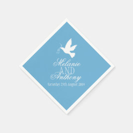 Trouwen een witte duiven blauw aangepaste servette servet