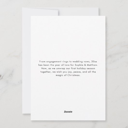 Trouwen en heldere Pas getrouwd eerste kerstfoto Feestdagenkaart (Achterkant)