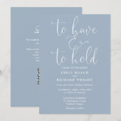 Trouwen en Samenhouden QR-code Stofblauwe Trouwuit Kaart (Voorkant / Achterkant)