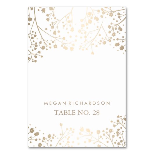 Trouwen Escort Cards Baby's Breath Faux Gold Kaart (Voorkant)