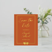 Trouwen Folie Save the Date Terracotta Briefkaart (Staand Voorkant)
