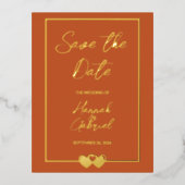 Trouwen Folie Save the Date Terracotta Briefkaart (Voorkant)