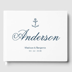 Trouwen Gastboek, Anker, Marine Blauw, Strand Gastenboek