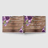 Trouwen Gastboek Bloemen Paars Bloemen Hout Gastenboek (Volledig)