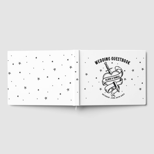 Trouwen Gastboek Tattoo Hart Zwart Wit Gastenboek (Volledig)