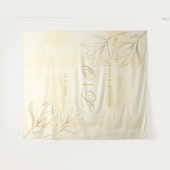 Trouwen Gouden Bloemen Op Crème Achtergrond Wandkleed (Voorkant (horizontaal))