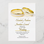 Trouwen Gouden Folie Elegante Ringen Eenvoudig Folie Uitnodiging (Voorkant)