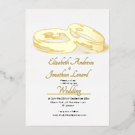 Trouwen Gouden Folie Elegante Ringen Eenvoudig Folie Uitnodiging