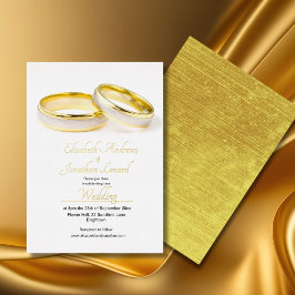 Trouwen Gouden Folie Elegante Ringen Eenvoudig Uitnodiging