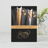 Trouwen Grijs & Sinaasappel Rozen Zijde Stropdas Kaart (Staand voorkant)