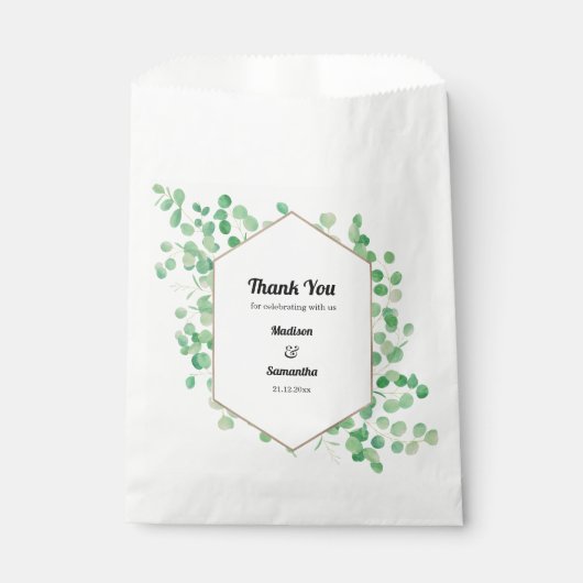 Trouwen Groen Wit Eucalyptus Favoriet Tas Bedankzakje (Voorkant)