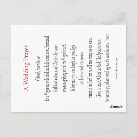 Trouwen in de Kaart van Cana Prayer (Achterkant)