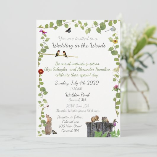 Trouwen in het Bos: uitnodiging (Staand voorkant)