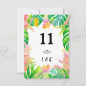 Trouwen in het paradijs tafel nummer kaart notitiekaartje (Voorkant)