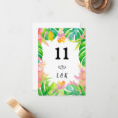 Trouwen in het paradijs tafel nummer kaart notitiekaartje (Voorkant / Achterkant in situ)