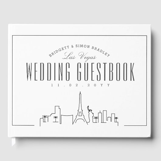 Trouwen in Las Vegas | Moderne Deco Skyline Gastenboek (Voorkant)