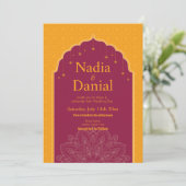 Trouwen Indiase Tempel Paleis Mosterd Sterren Kaart (Staand voorkant)