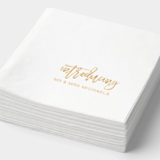 Trouwen introduceert meneer en mevrouw Script Folie Servetten (Detail)
