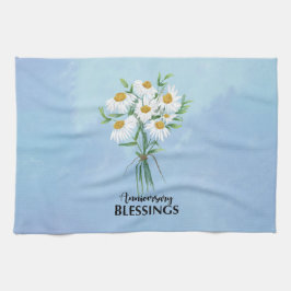 Trouwen Jubileum Boeket van Daisies Blessings Theedoek