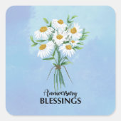 Trouwen Jubileum Boeket van Daisies Blessings Vierkante Sticker (Voorkant)