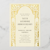 Trouwen Jubileum Boog Goud Folie Uitnodiging (Voorkant)