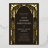 Trouwen Jubileum Boog Gouden Folie Uitnodiging (Voorkant)