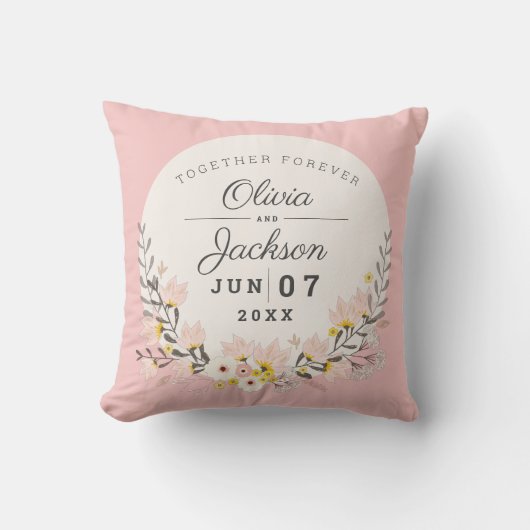 Trouwen Jubileum cadeau chique blos blush roze Kussen (Voorkant)