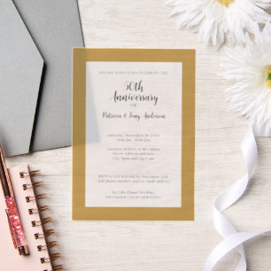 Trouwen Jubileum Classic Lettertype met Border Vellum Uitnodigingen