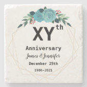 Trouwen Jubileum Custom Namen en Jaar Stenen Onderzetter (Voorkant)
