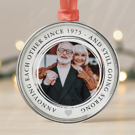 Trouwen Jubileum Foto Grappig Gaan Sterk Metalen Ornament