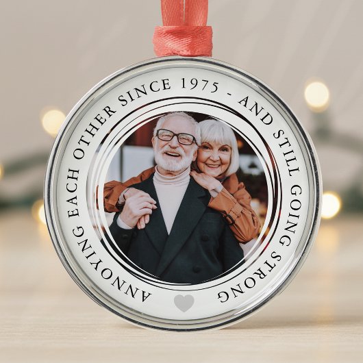 Trouwen Jubileum Foto Grappig Gaan Sterk Metalen Ornament