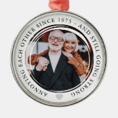 Trouwen Jubileum Foto Grappig Gaan Sterk Metalen Ornament (Voorkant)