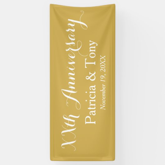 Trouwen Jubileum gepersonaliseerd goud Spandoek (Verticaal)