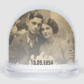 Trouwen Jubileum gepersonaliseerde dubbele foto Sneeuwbol (Achterkant)