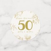 Trouwen Jubileum gouden vintage custom script Confetti (Kleine voorkant)