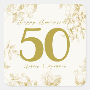Trouwen Jubileum gouden vintage custom script Vierkante Sticker