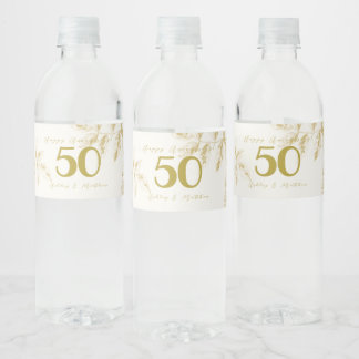 Trouwen Jubileum gouden vintage custom script Waterfles Etiket