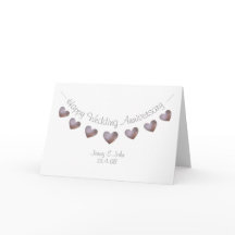 Trouwen Jubileum kaart met paarse parel harten