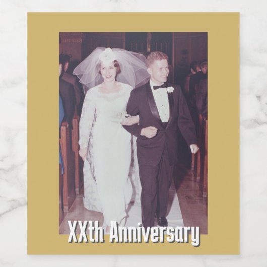 Trouwen Jubileum met foto en grens Wijn Etiket (Enkel label)