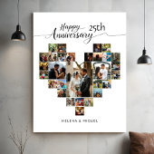 Trouwen Jubileum Modern Hart Fotocollage Canvas Afdruk