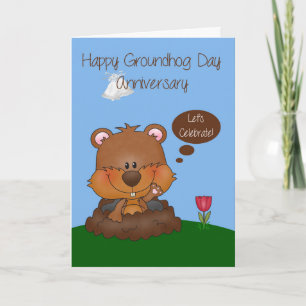 Trouwen Jubileum op Groundhog Day Kaart