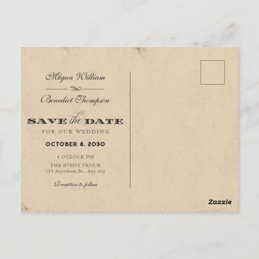 Trouwen kalligrafie gothic save the date briefkaart (Achterkant)