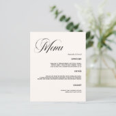 Trouwen klassieke crème diner kaart (Staand voorkant)