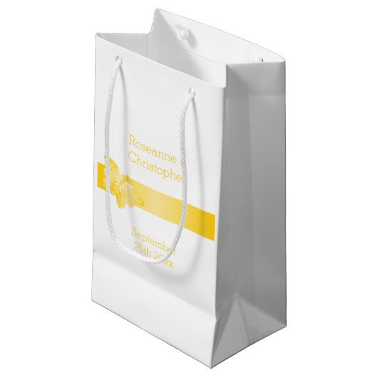 Trouwen Kleine Gift Bag Gele Vlinder Klein Cadeauzakje (Voorkant Gekanteld)