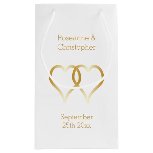 Trouwen Kleine Gift Bag Gouden Harten Klein Cadeauzakje (Achterkant)