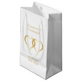 Trouwen Kleine Gift Bag Gouden Harten Klein Cadeauzakje (Voorkant Gekanteld)