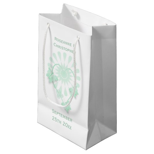 Trouwen Kleine Gift Bag Pepermunt Vlinders Klein Cadeauzakje (Voorkant Gekanteld)