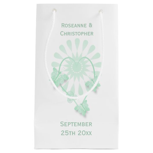 Trouwen Kleine Gift Bag Pepermunt Vlinders Klein Cadeauzakje (Voorkant)