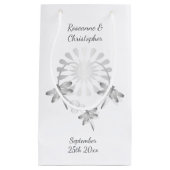 Trouwen Kleine Gift Bag Zilveren Dragonflies Hart Klein Cadeauzakje (Voorkant)